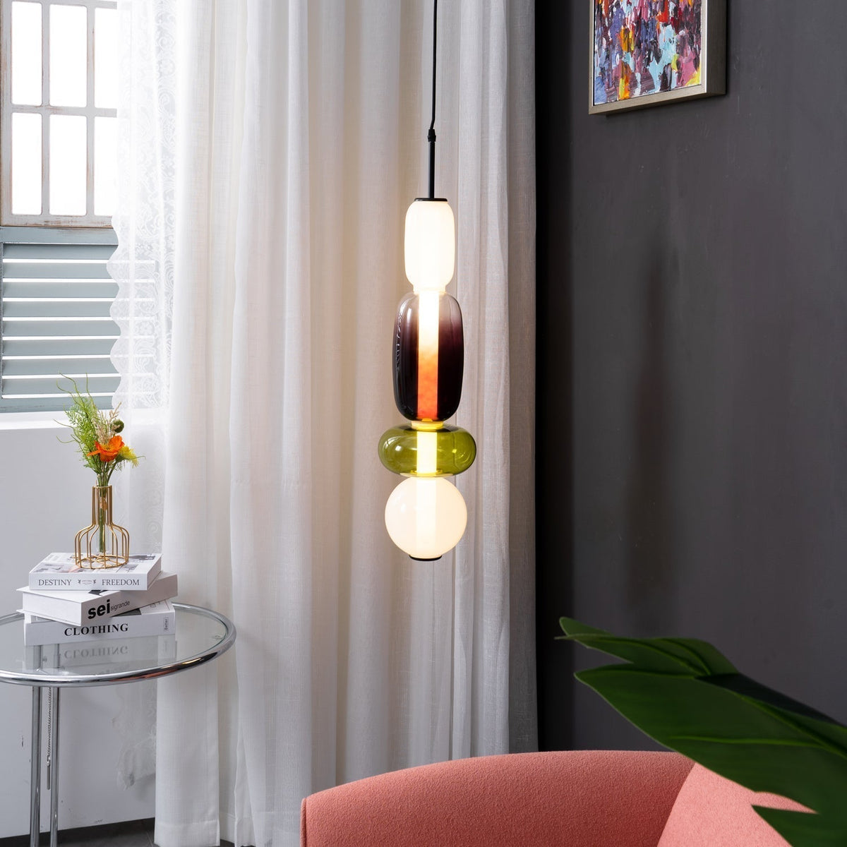 Zodore Prime Art Coloré Verre Suspension