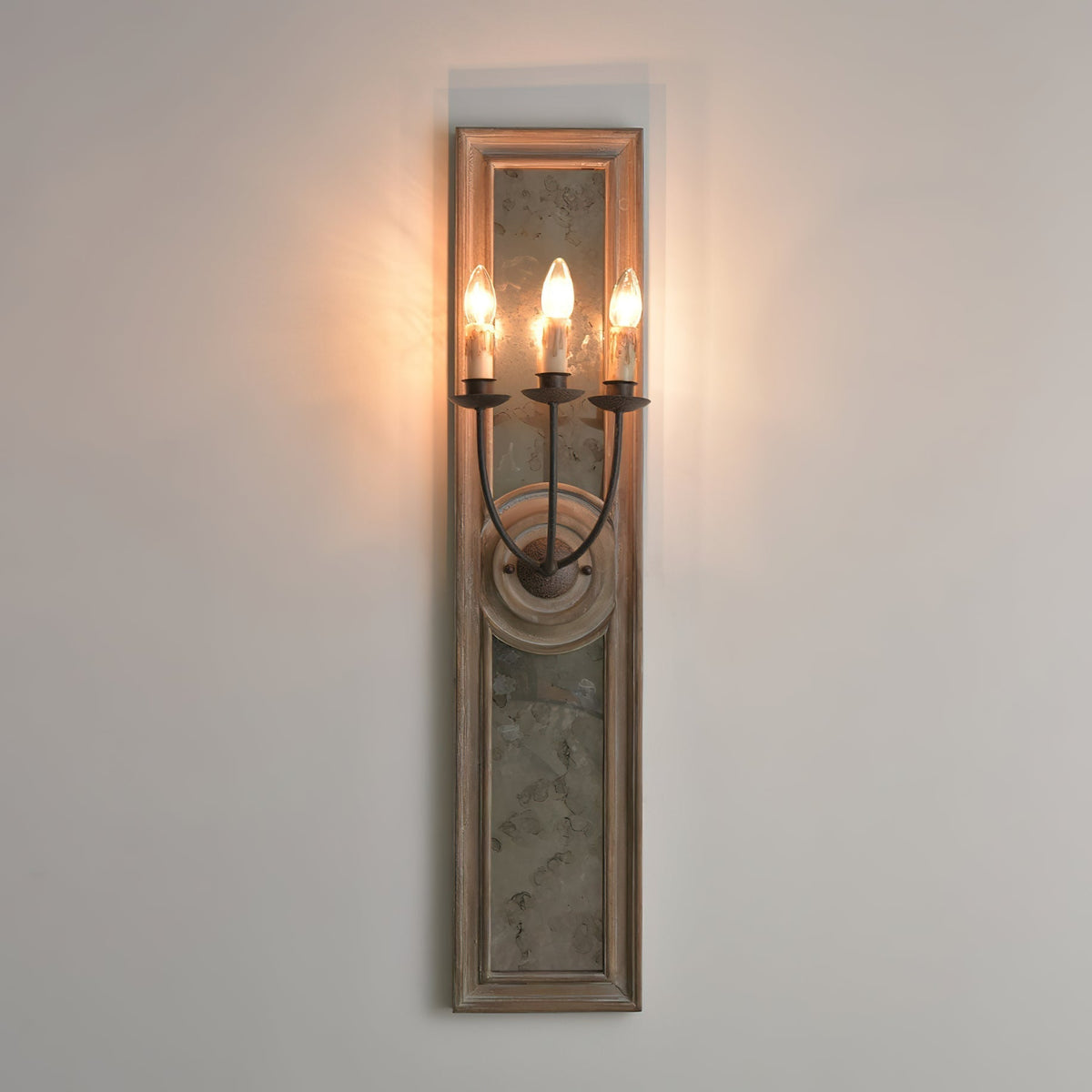 Phasis Applique Murale en Métal Vintage à 3 Lumières avec Miroir Élégance