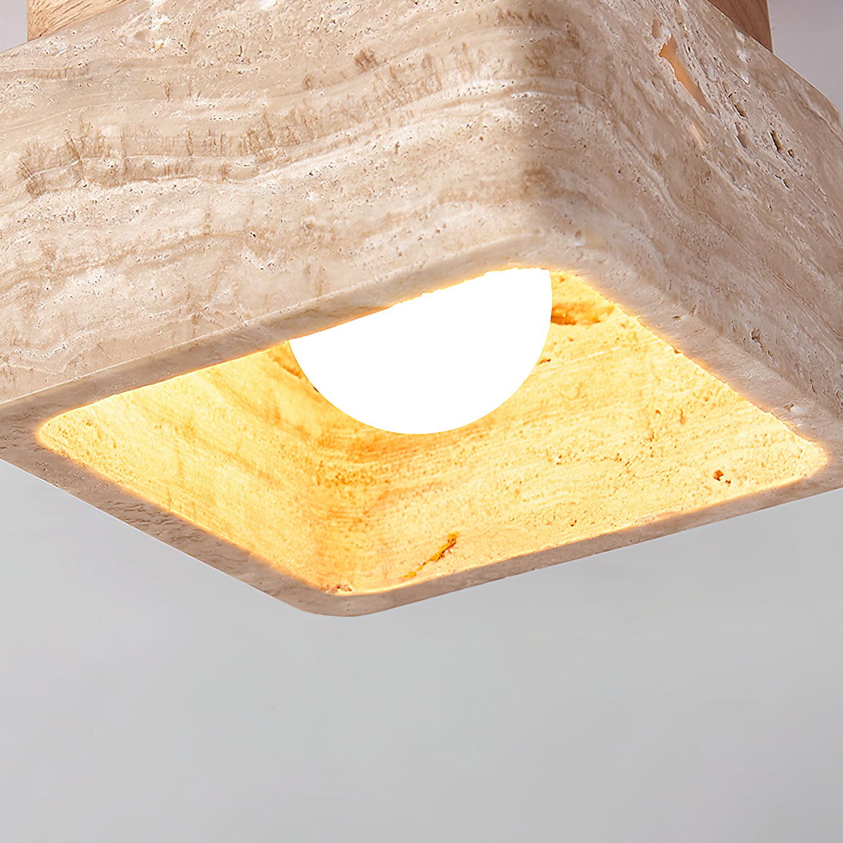 Veloria Ceiling Light Travertine Square Flush Mount-Neutral Decor
