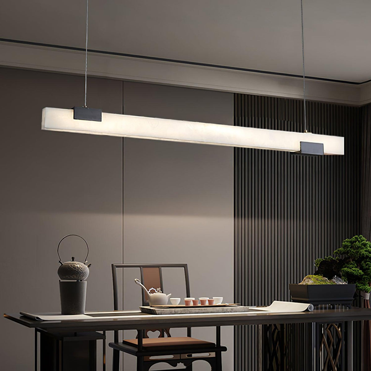 Sylveya Minimaliste Albâtre Linéaire Pendentif Lumière