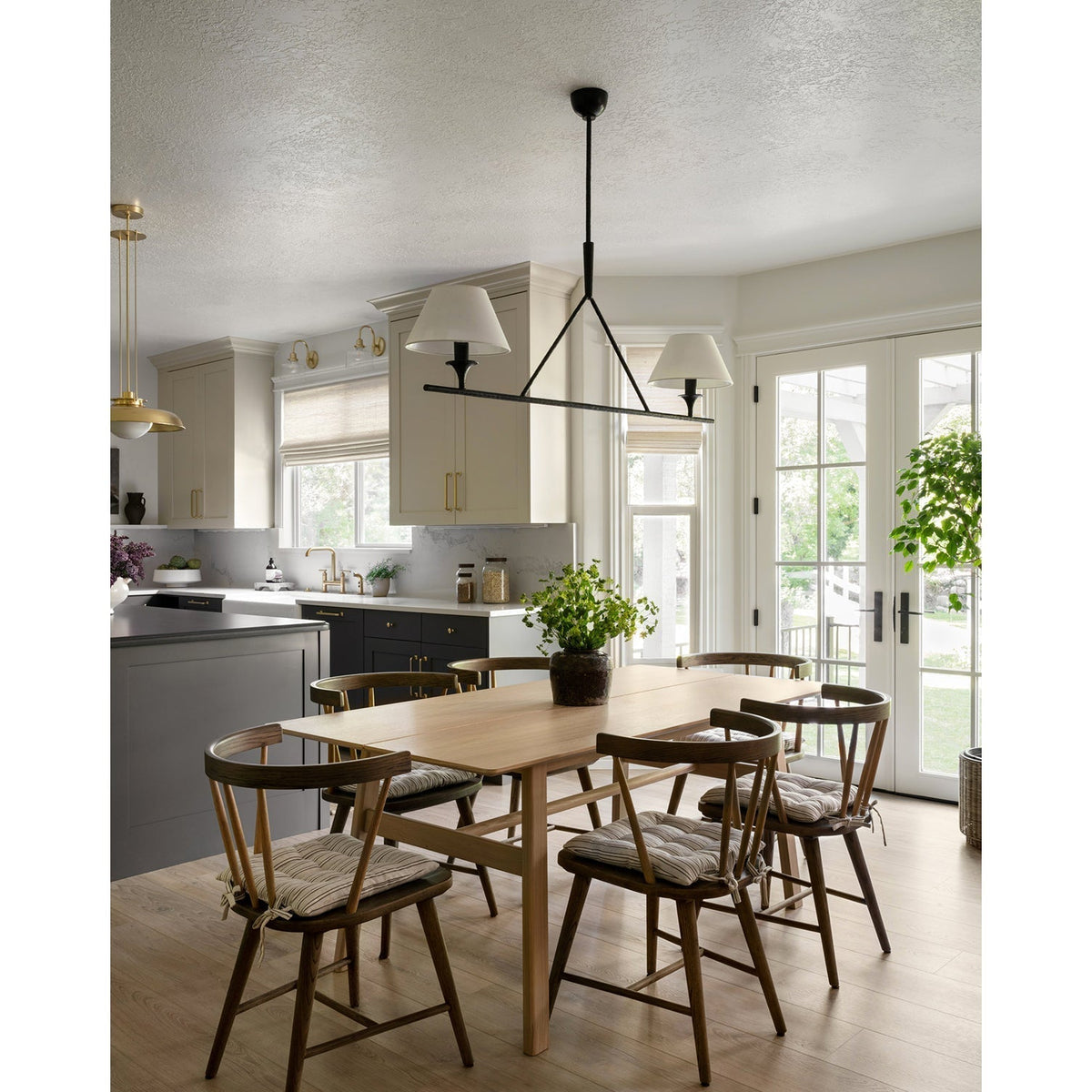 Keen Lustre Linéaire Moderne Élégant en Laiton et Tissu