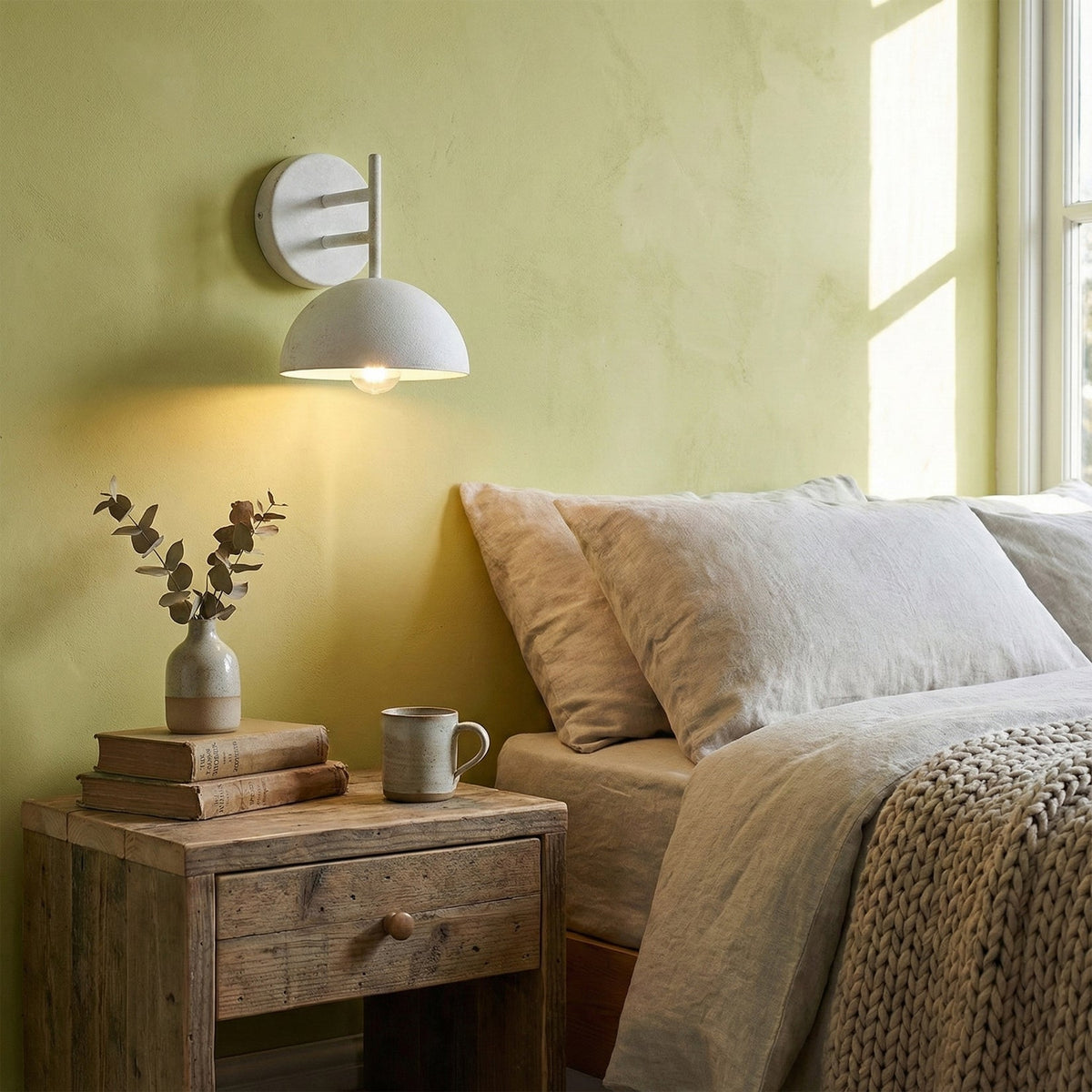 Close-up of the Castle Wall Light's distressed metal texture.