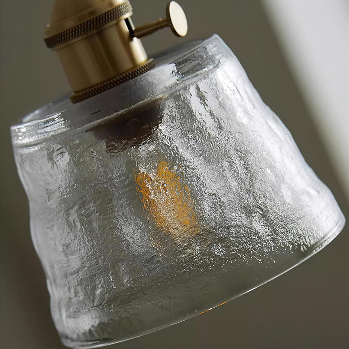 Pendant Lamp Brass and Glass Textured Shade Artisan Vintage Accent-Neutral Decor