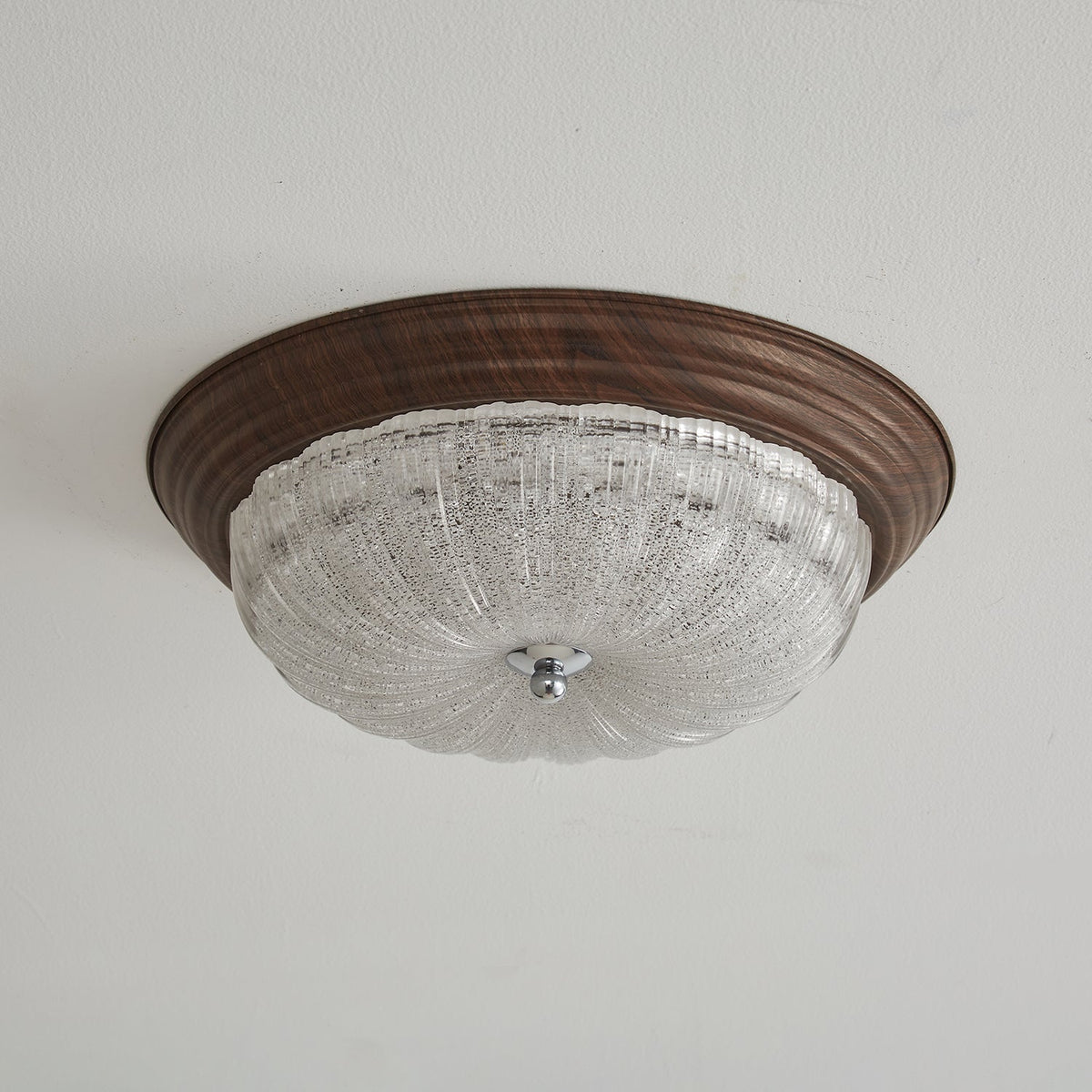 Darenevia Lampe Plafonnier en Verre et Noyer Premium