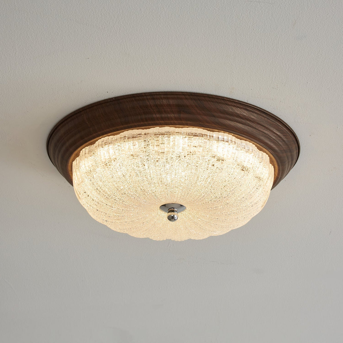 Darenevia Lampe Plafonnier en Verre et Noyer Premium