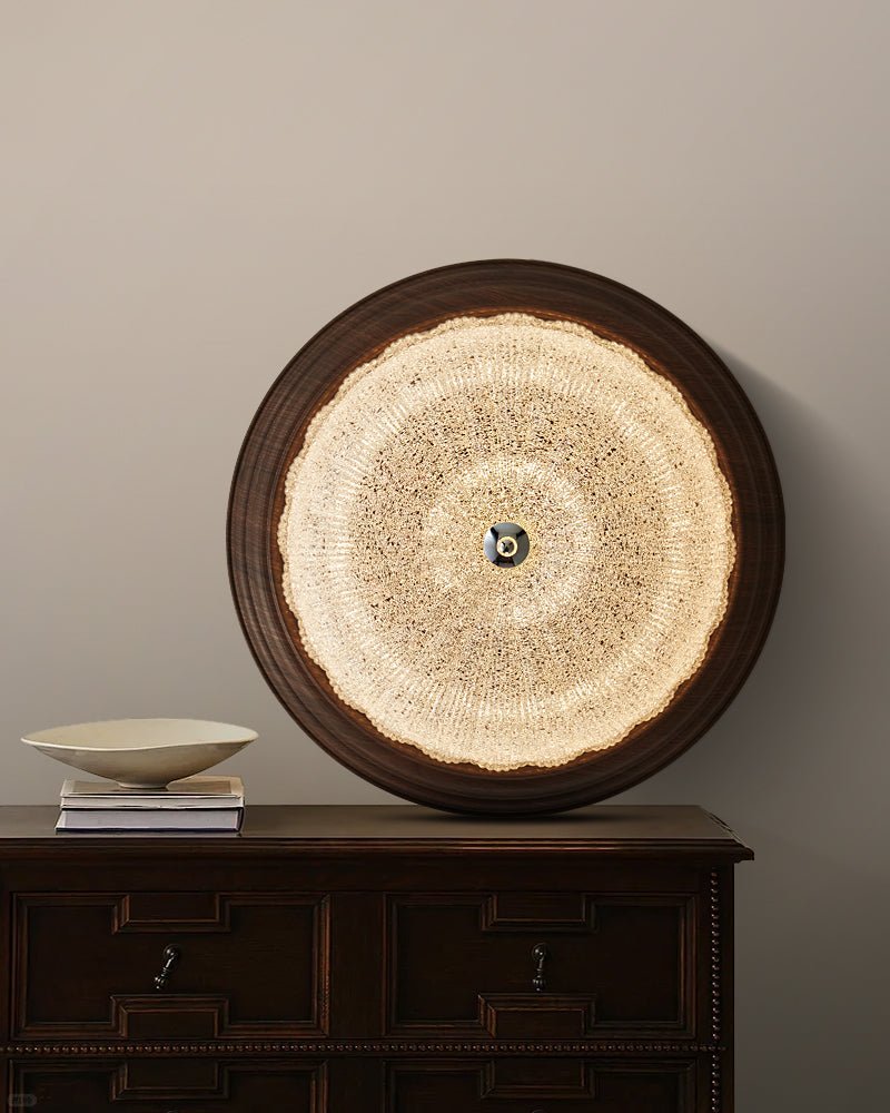 Darenevia Lampe Plafonnier en Verre et Noyer Premium