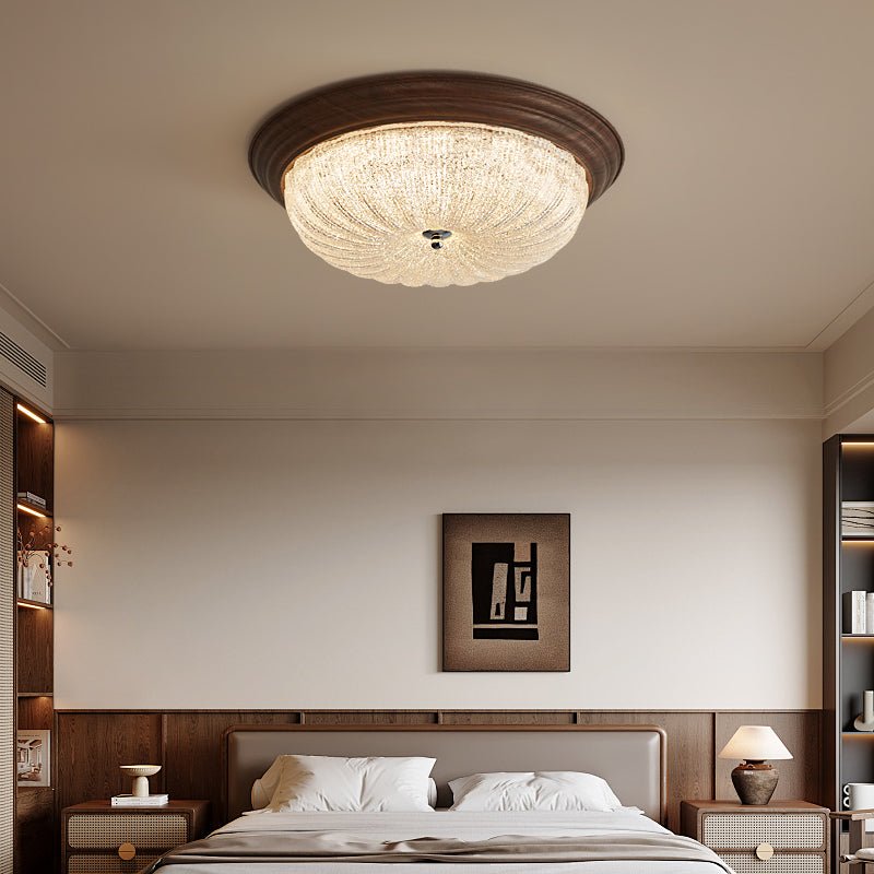 Darenevia Lampe Plafonnier en Verre et Noyer Premium