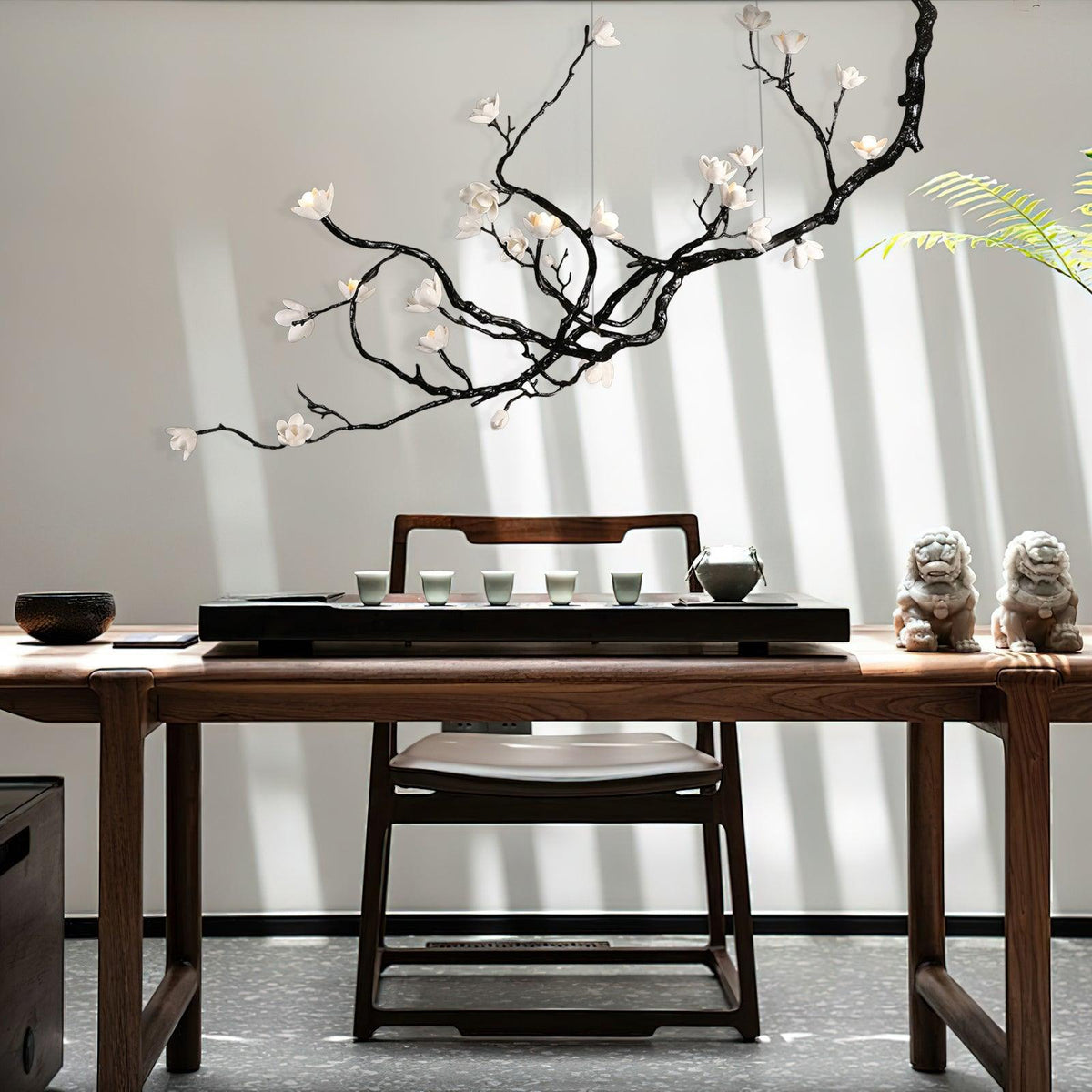 Vivine Lustre en Céramique Fleurs et Branches Noires