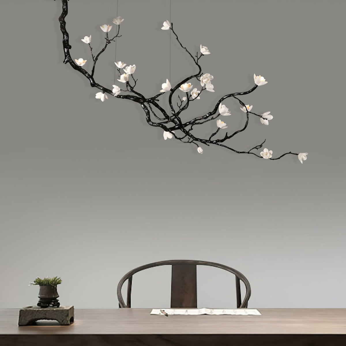 Vivine Lustre en Céramique Fleurs et Branches Noires