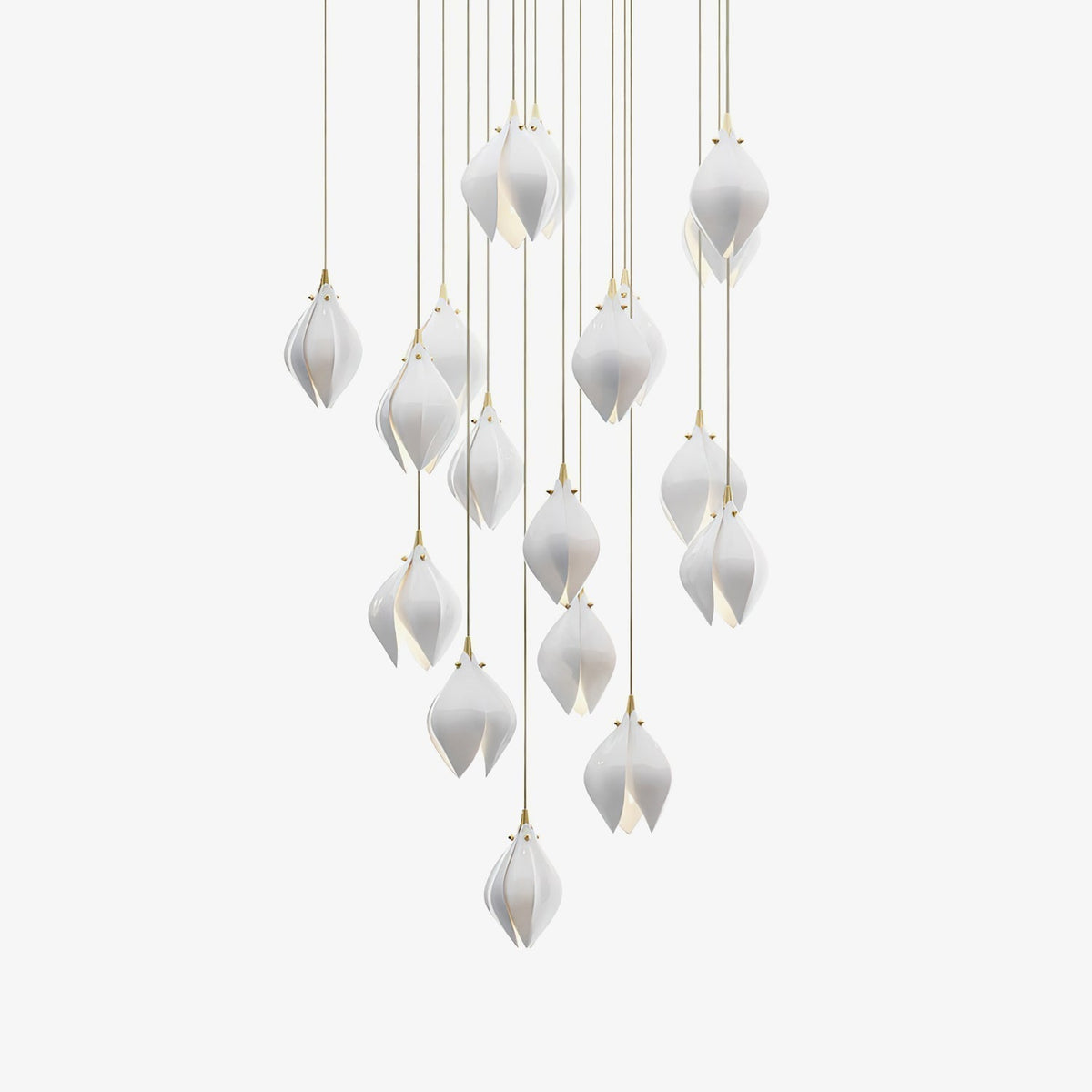 Galiel Suspension Lampe Céramique Florale Blanche