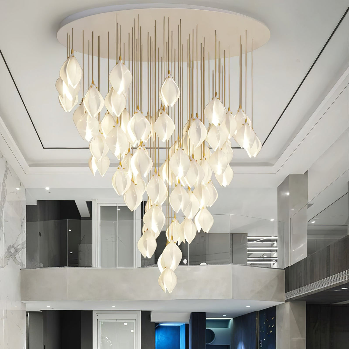 Galiel Suspension Lampe Céramique Florale Blanche