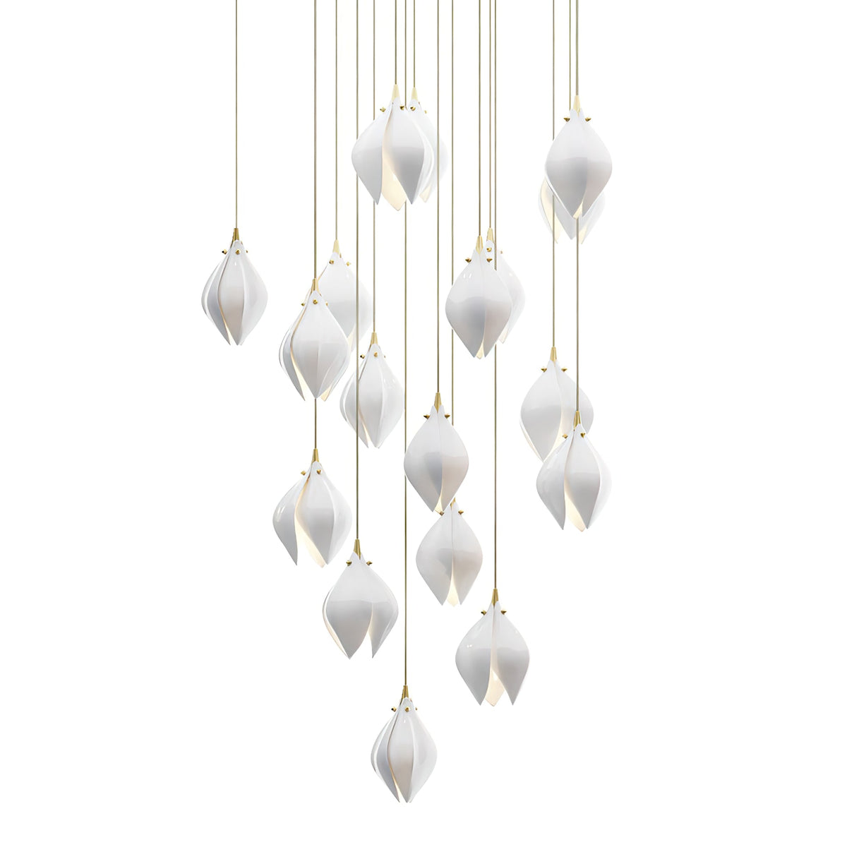 Galiel Suspension Lampe Céramique Florale Blanche