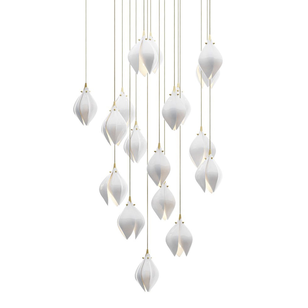 Galiel Suspension Lampe Céramique Florale Blanche
