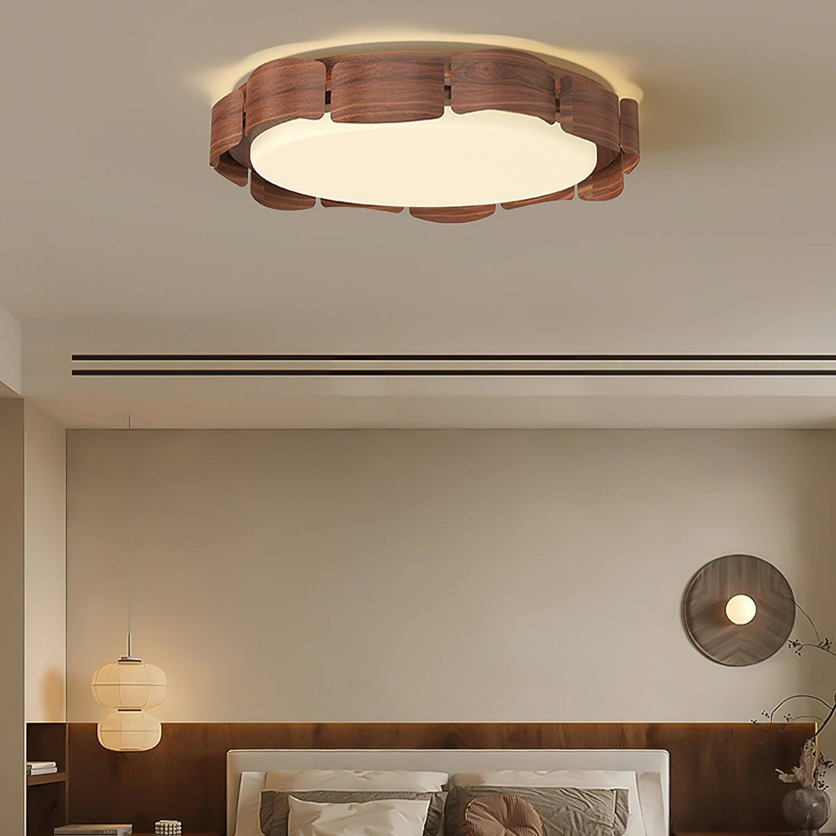 Ardura Walnut LED Ceiling Light-Neutral Decor