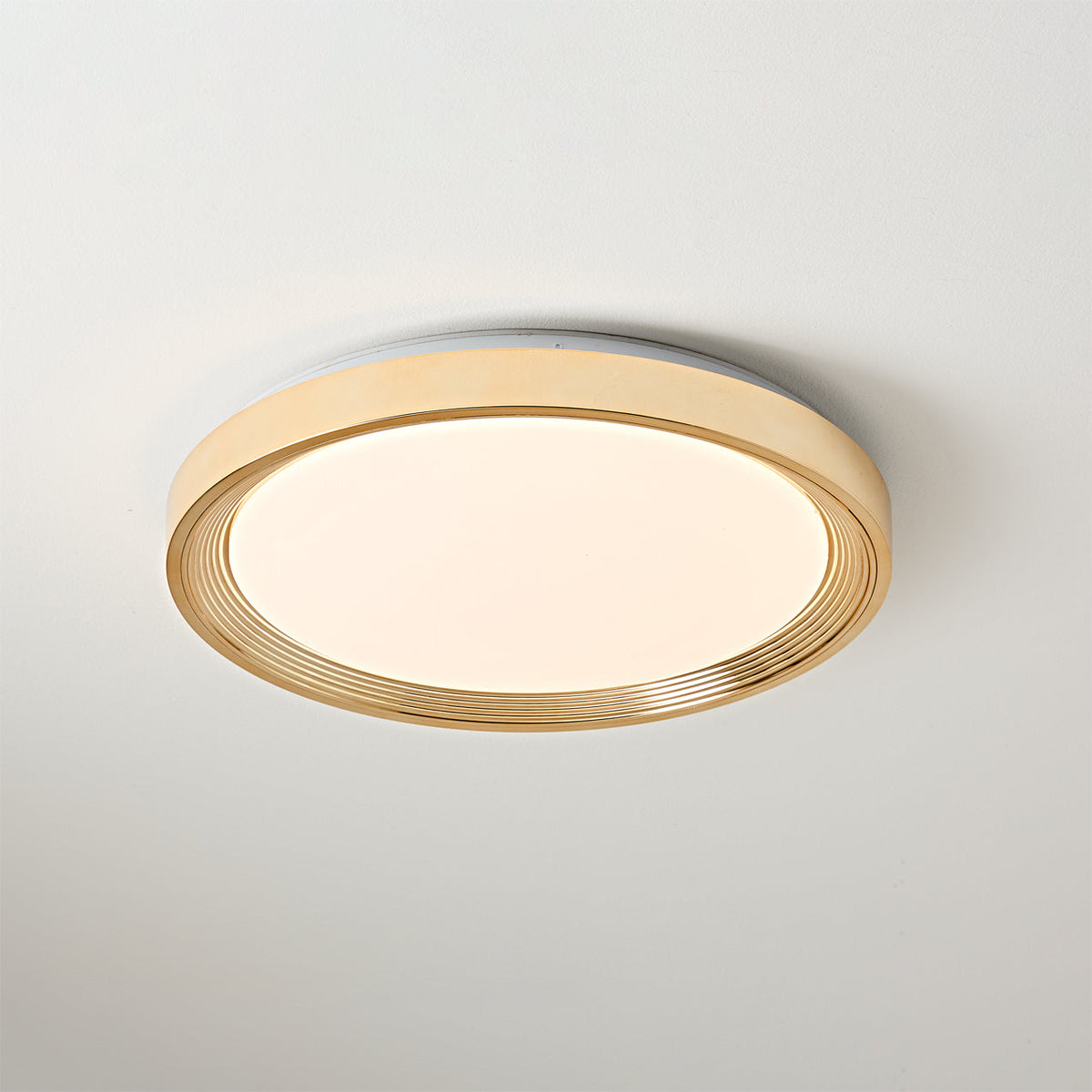 Cerova Ceiling Light in walnut finish, turned off.