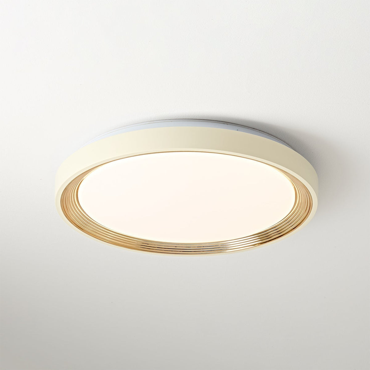 Cerova Ceiling Light installed in a minimalist living room.