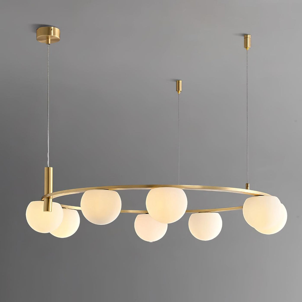 Chandelier Glass Globes Metal Ring Gold Finish Modern-Neutral Decor