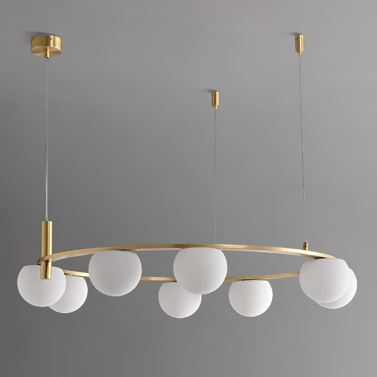 Chandelier Glass Globes Metal Ring Gold Finish Modern-Neutral Decor