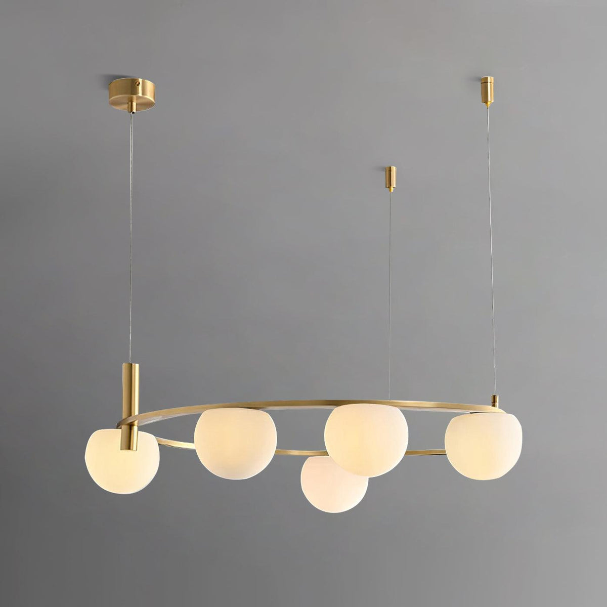 Chandelier Glass Globes Metal Ring Gold Finish Modern-Neutral Decor