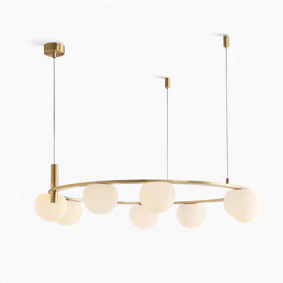 Chandelier Glass Globes Metal Ring Gold Finish Modern-Neutral Decor