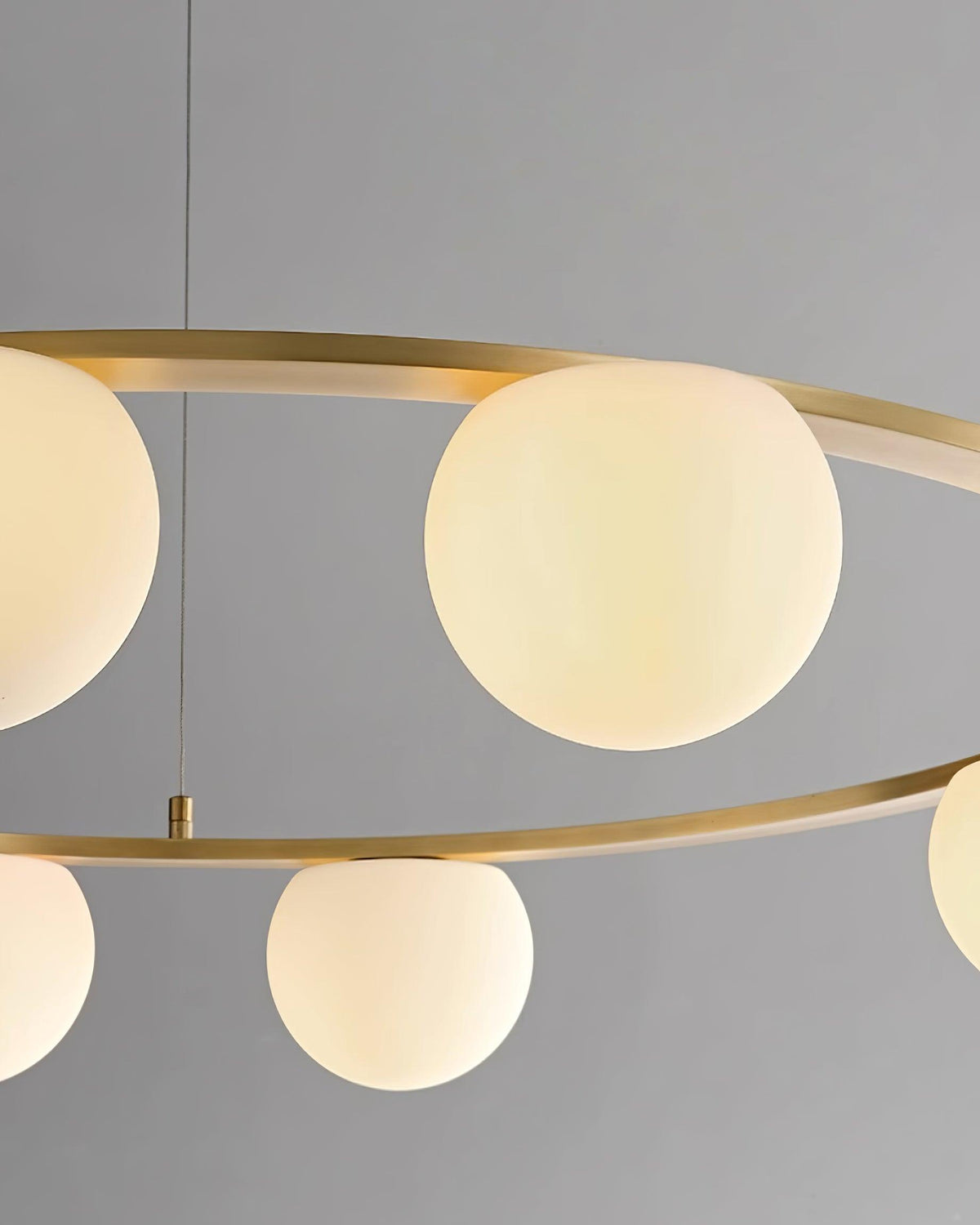Chandelier Glass Globes Metal Ring Gold Finish Modern-Neutral Decor