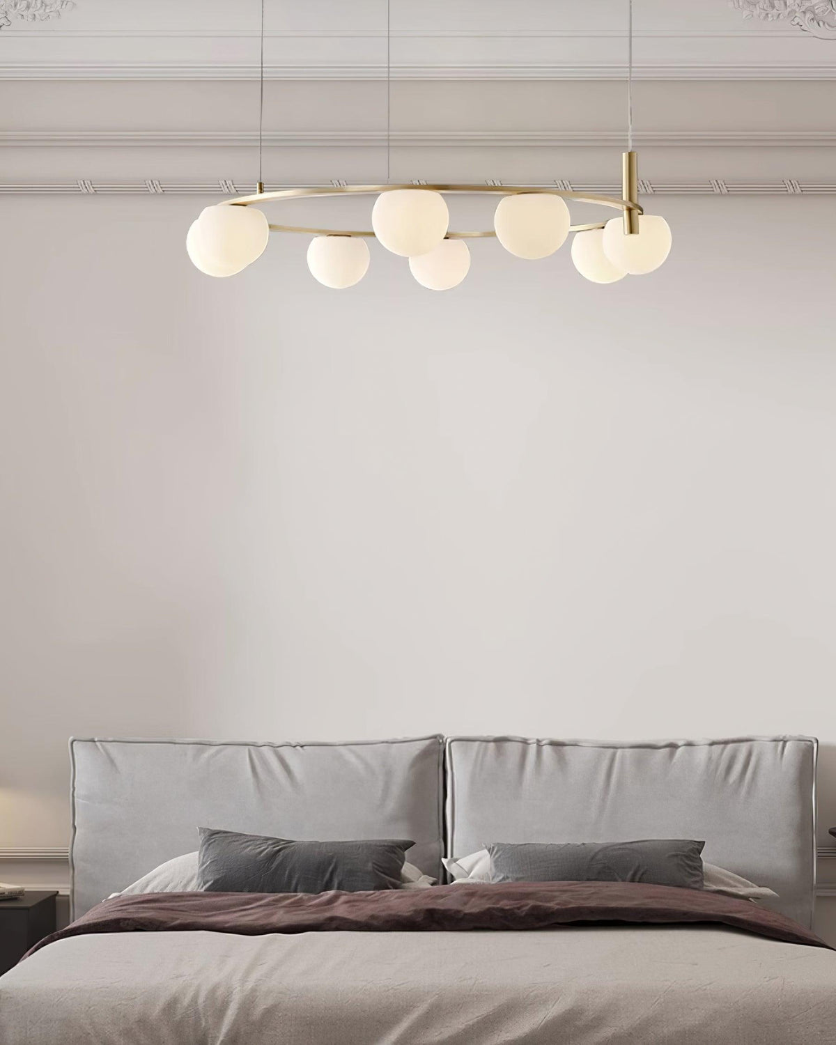 Chandelier Glass Globes Metal Ring Gold Finish Modern-Neutral Decor