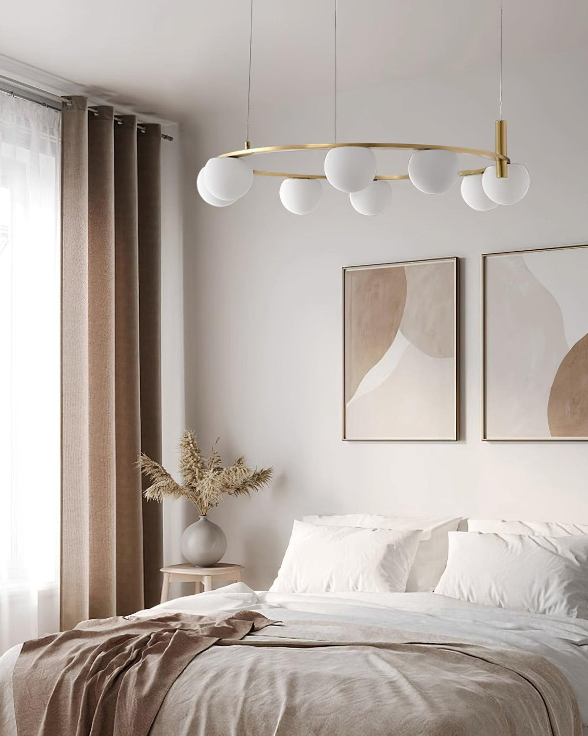 Chandelier Glass Globes Metal Ring Gold Finish Modern-Neutral Decor