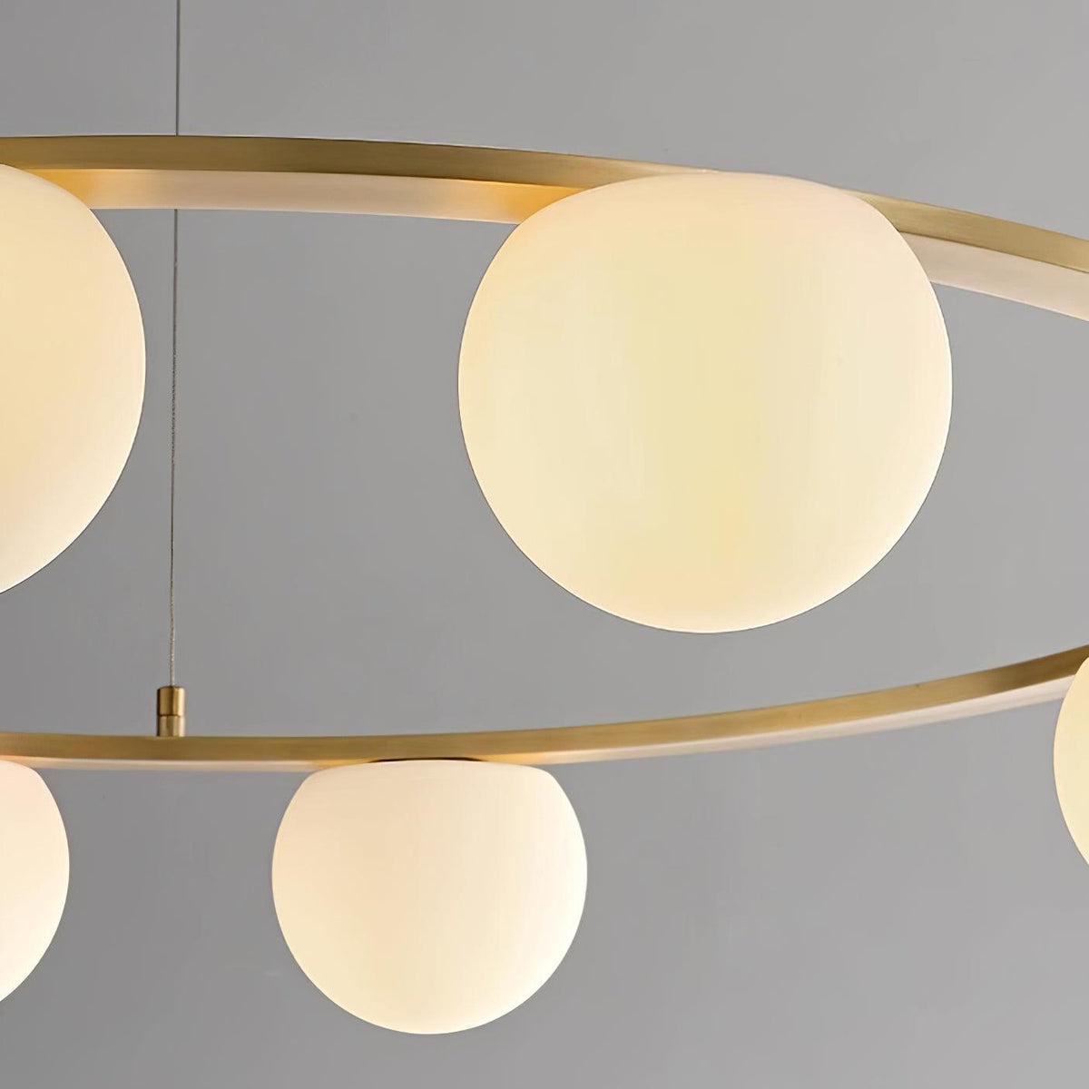 Chandelier Glass Globes Metal Ring Gold Finish Modern-Neutral Decor