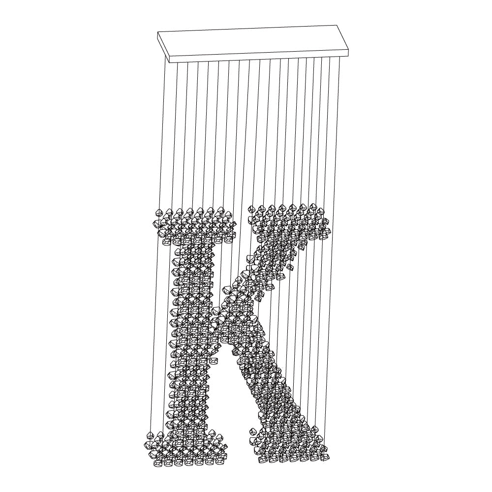 Nelessa Lustre sculptural en pierre charbon, lettres de G à L