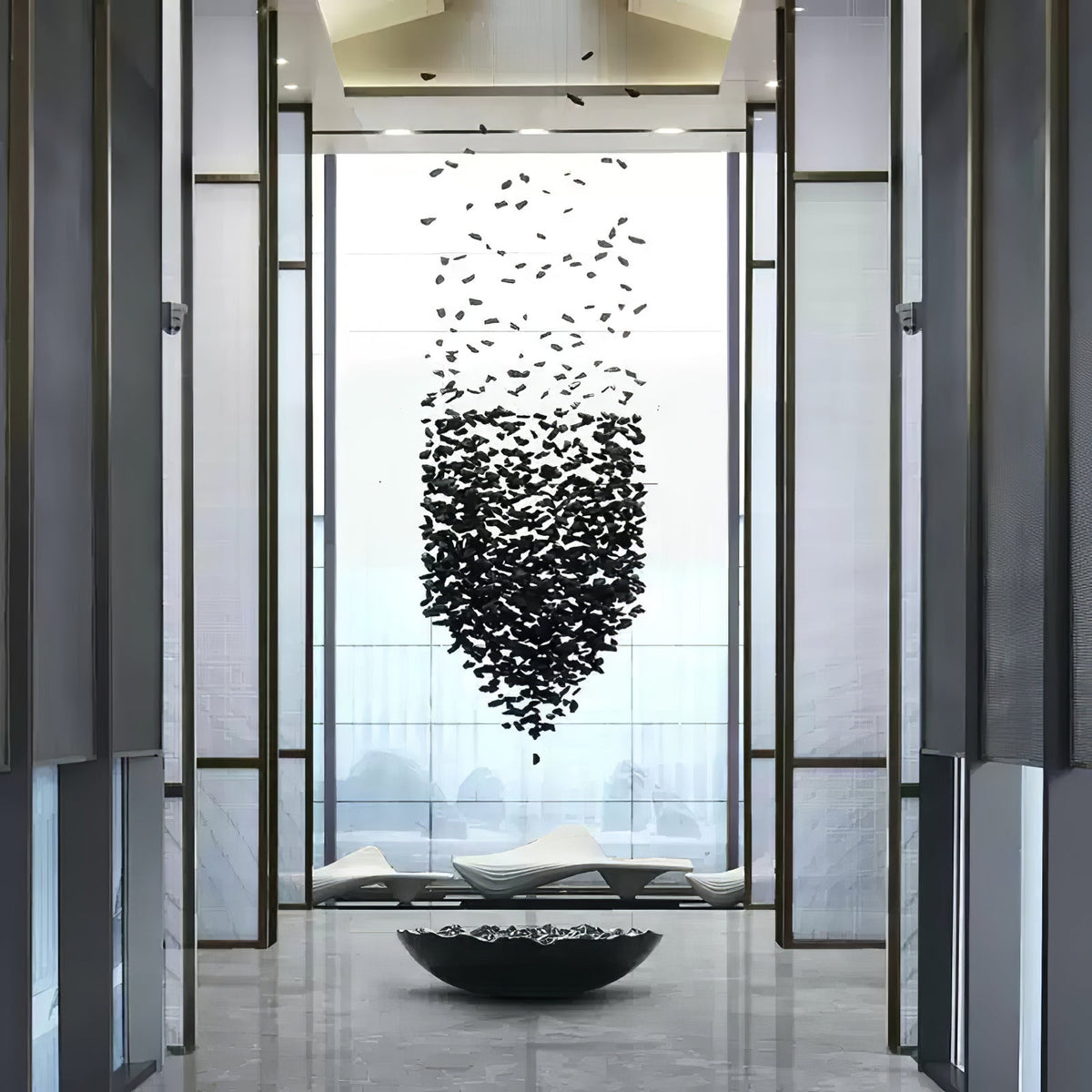 Bastoris Lustre Sculptural en Pierre Charbon