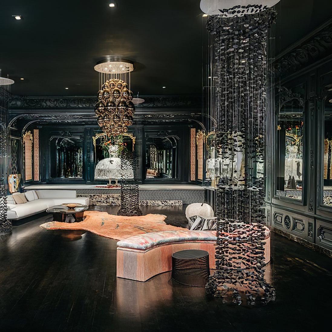 Bastoris Lustre Sculptural en Pierre Charbon