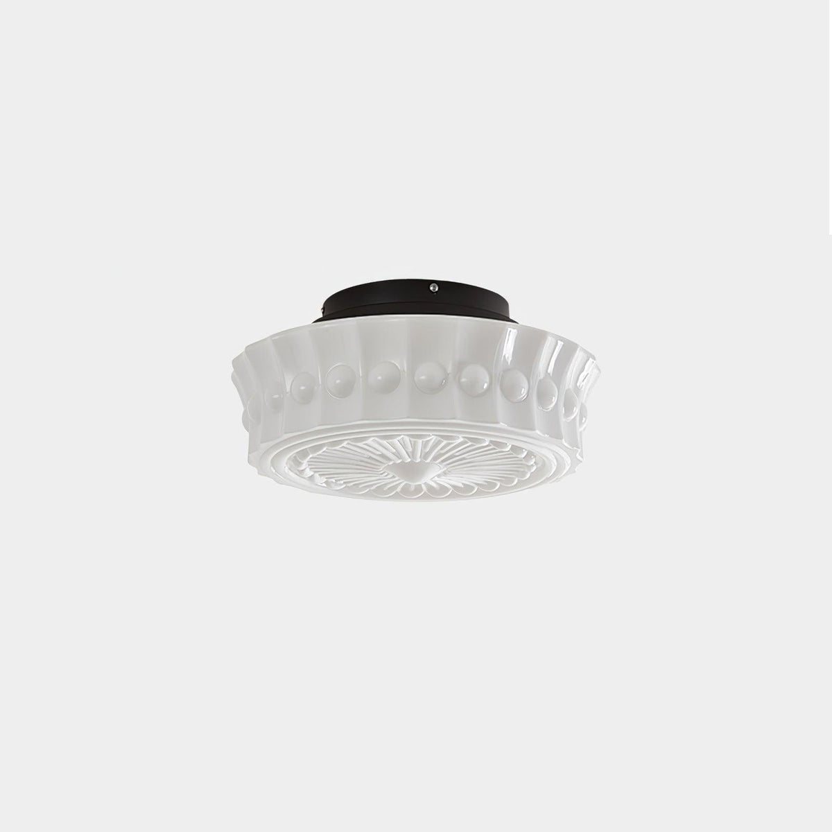 Cedael Plafonnier en Verre Blanc Floral pour Salon