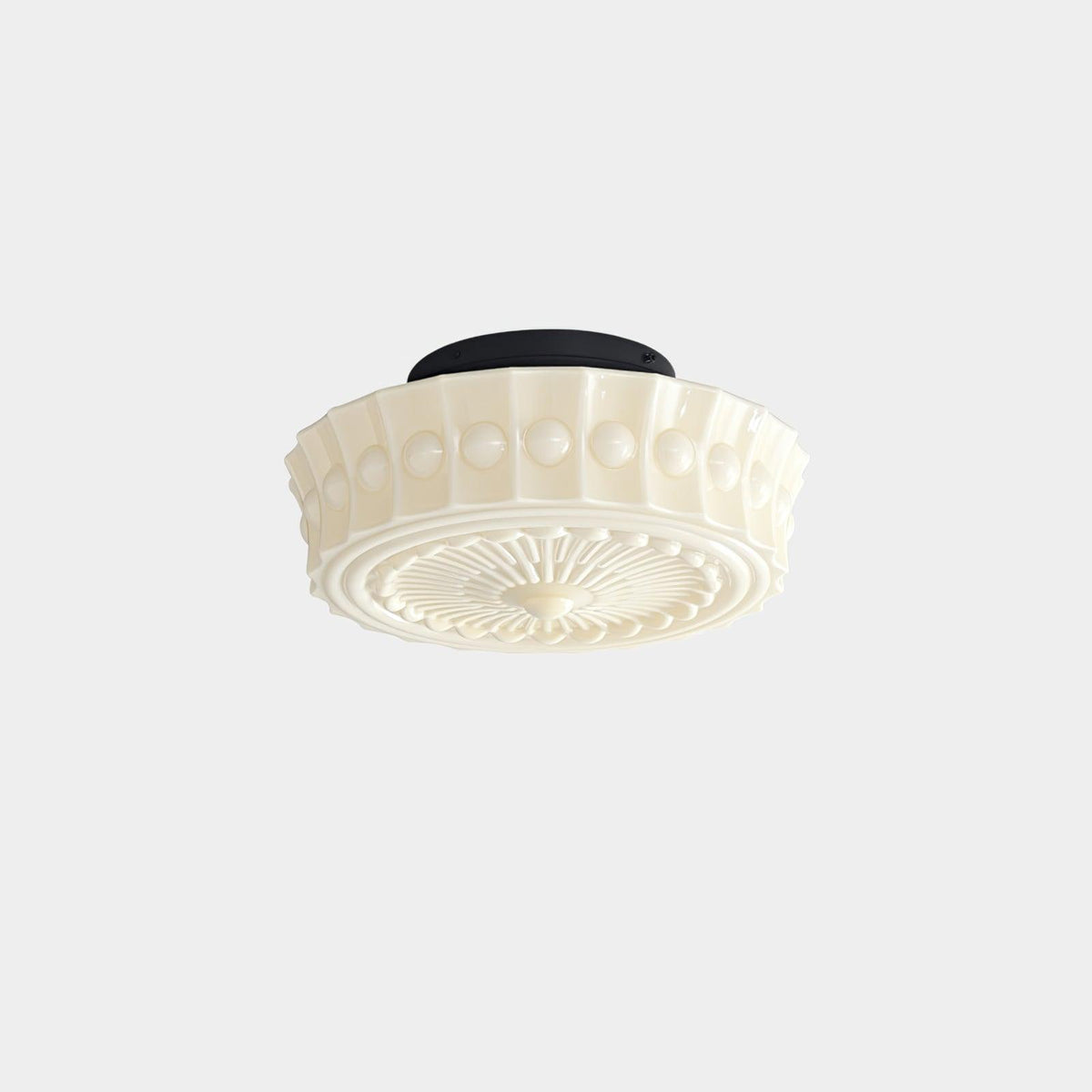 Cedael Plafonnier en Verre Blanc Floral pour Salon