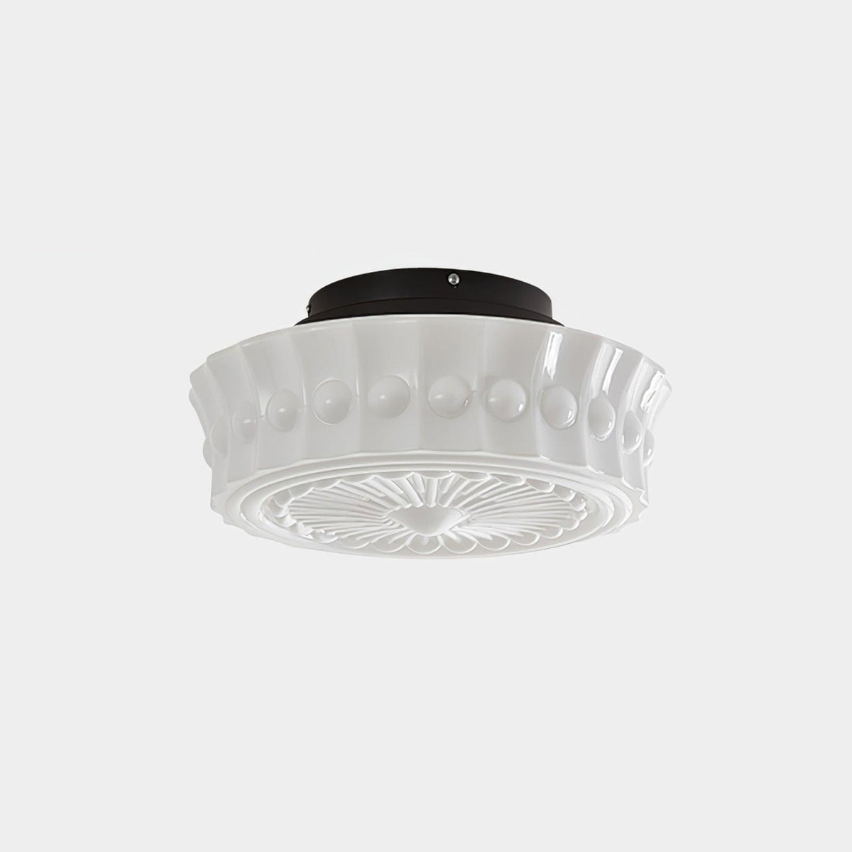 Cedael Plafonnier en Verre Blanc Floral pour Salon