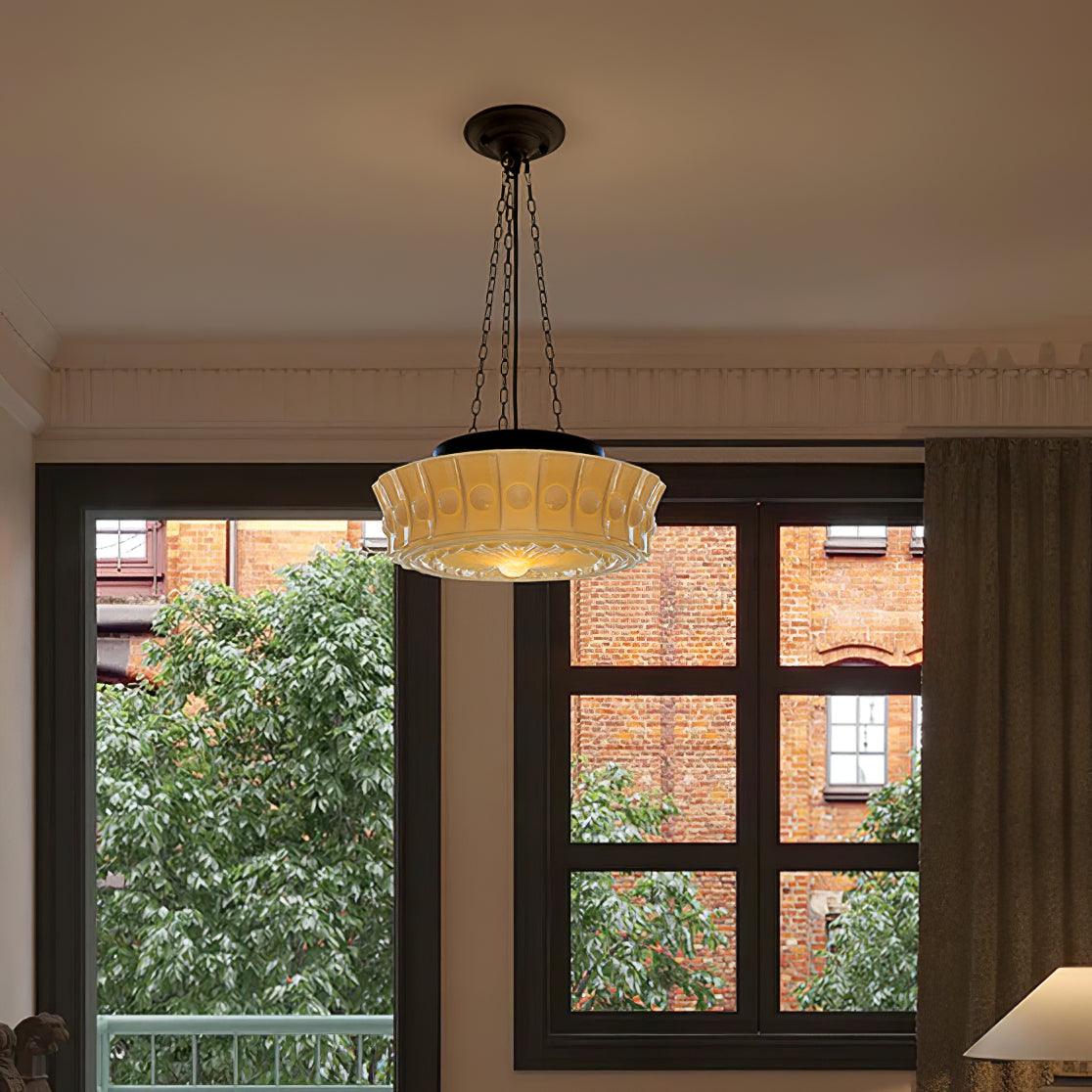Orlira Suspension en Chaîne Verre Blanc