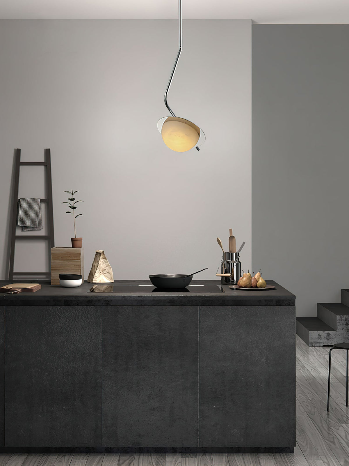 Ivvaros Lampe Suspension Chic Moderne Minimaliste Acier Inoxydable Alabastre