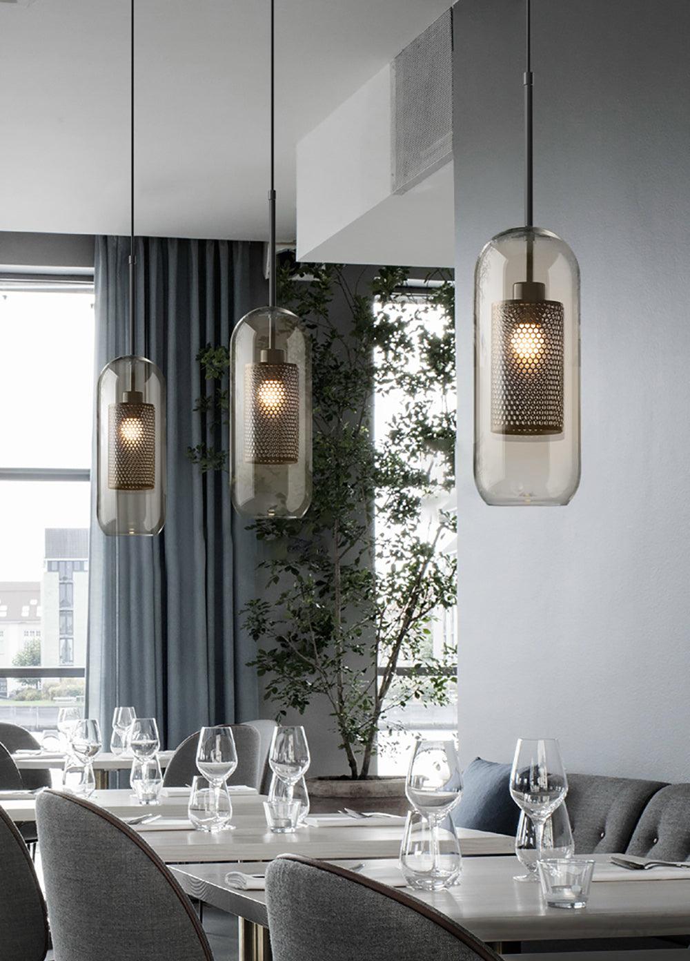 Alvenna Lustre Suspendu En Verre Maillage Doré Pour Salle À Manger