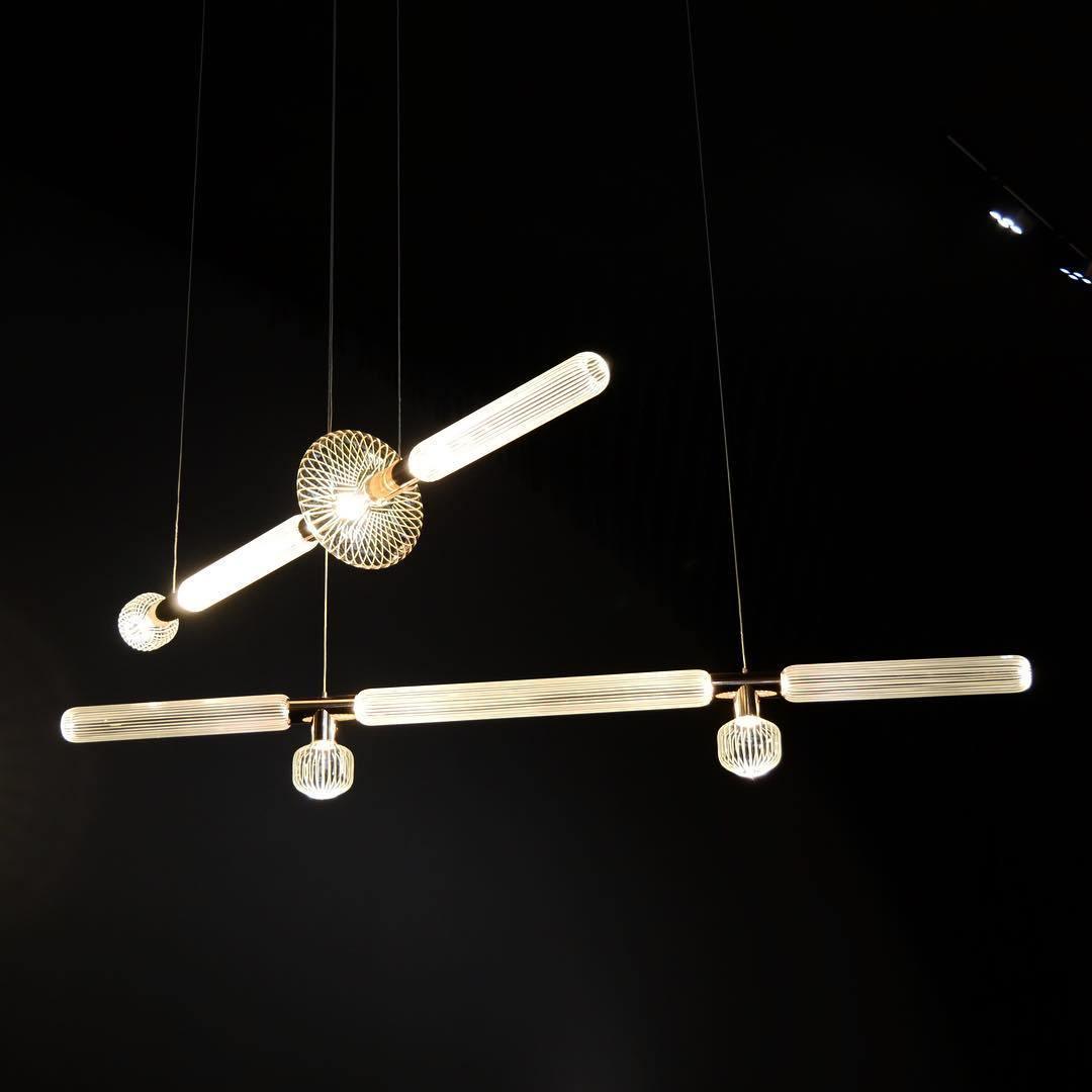 Torilia Lampe à suspension en cristal cylindrique Cipher contemporaine