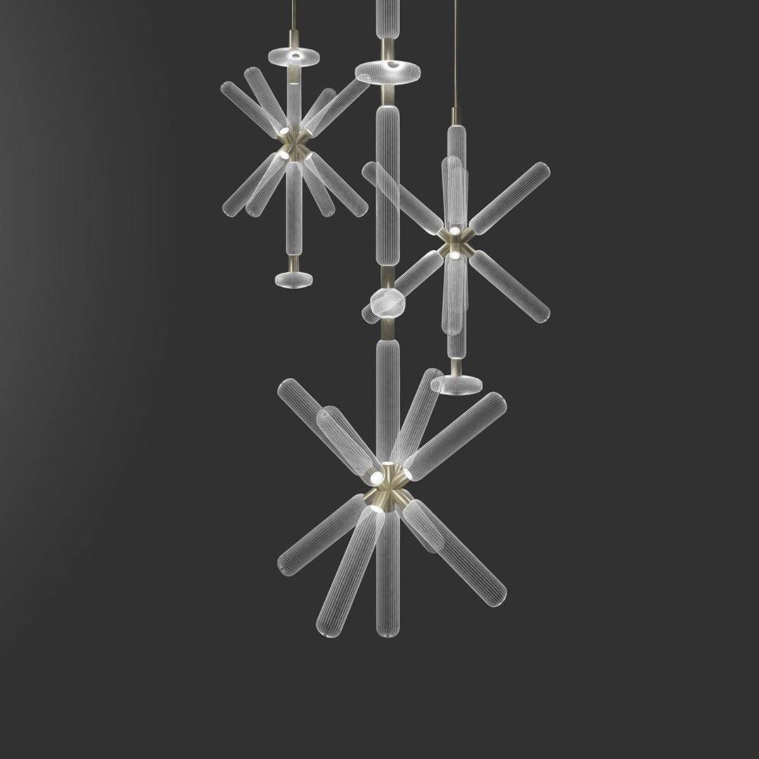 Torilia Lampe à suspension en cristal cylindrique Cipher contemporaine