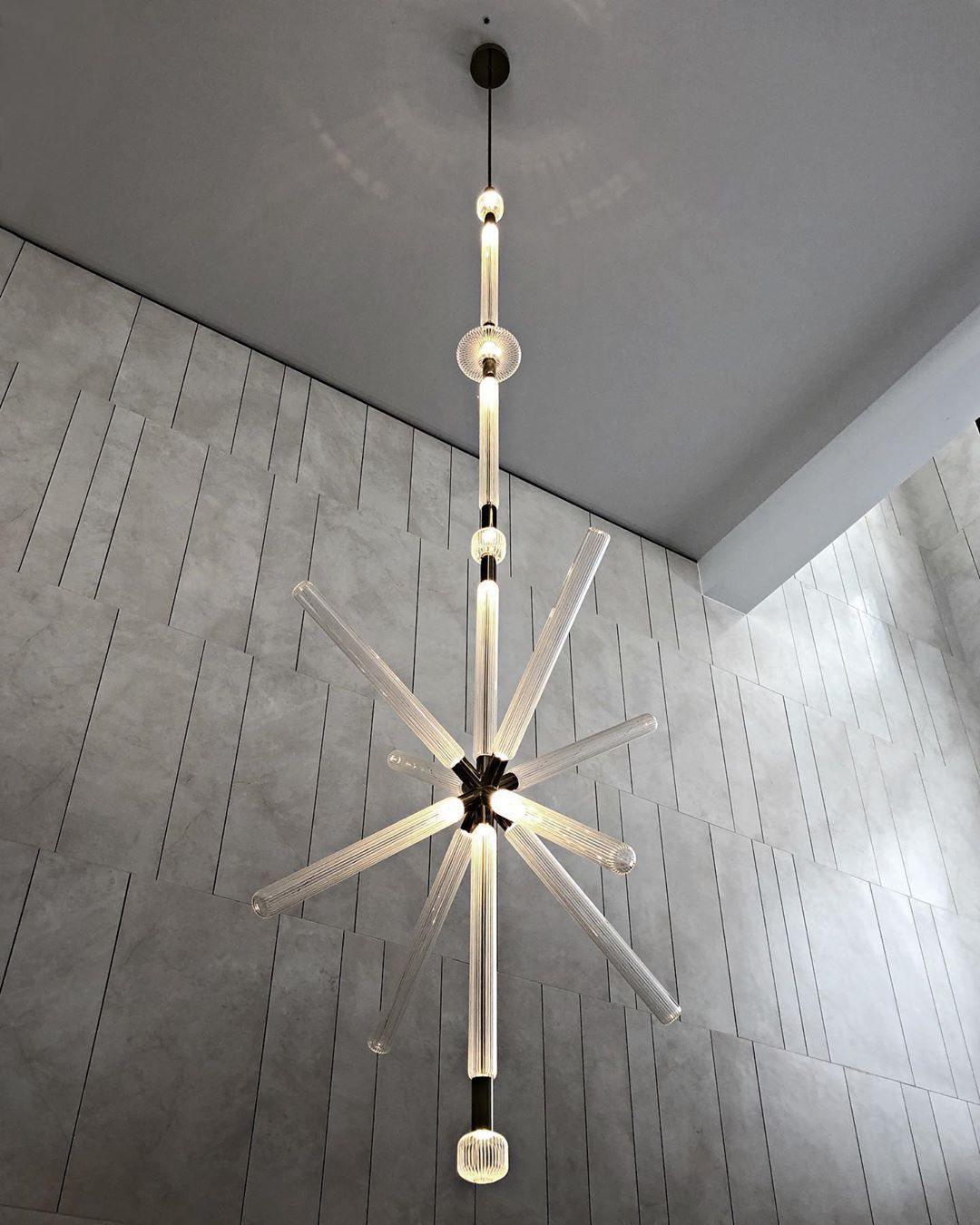 Torilia Lampe à suspension en cristal cylindrique Cipher contemporaine