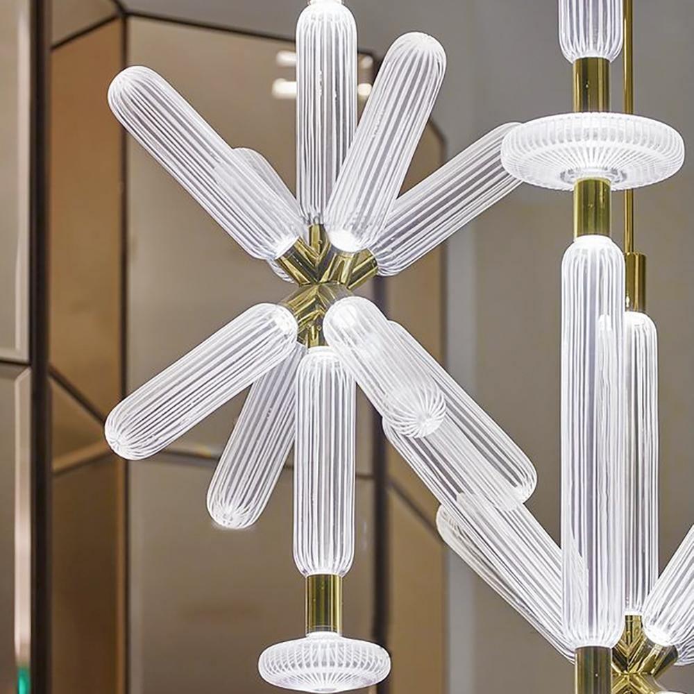 Torilia Lampe à suspension en cristal cylindrique Cipher contemporaine