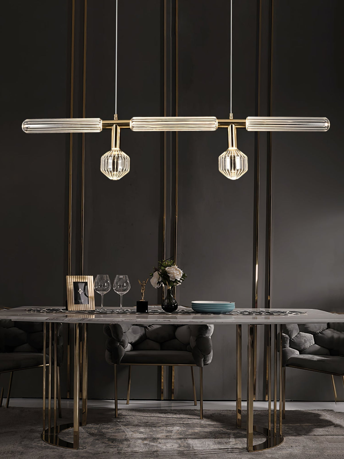 Torilia Lampe à suspension en cristal cylindrique Cipher contemporaine
