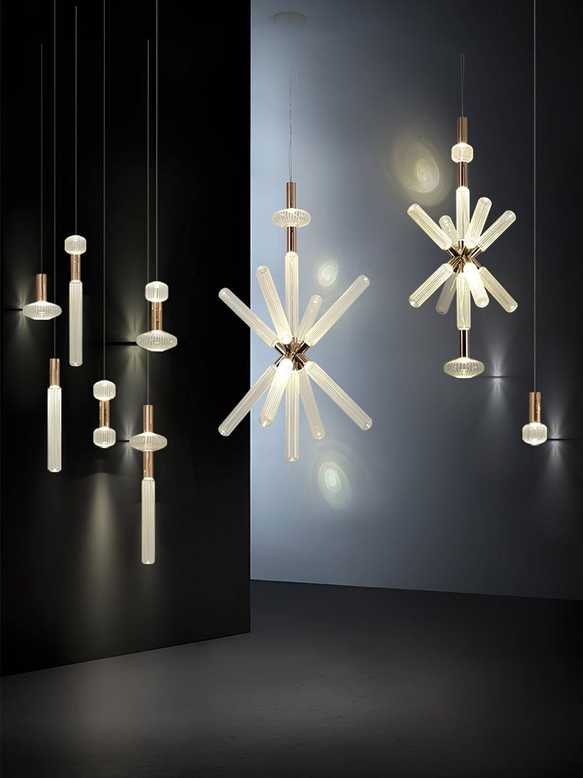 Torilia Lampe à suspension en cristal cylindrique Cipher contemporaine