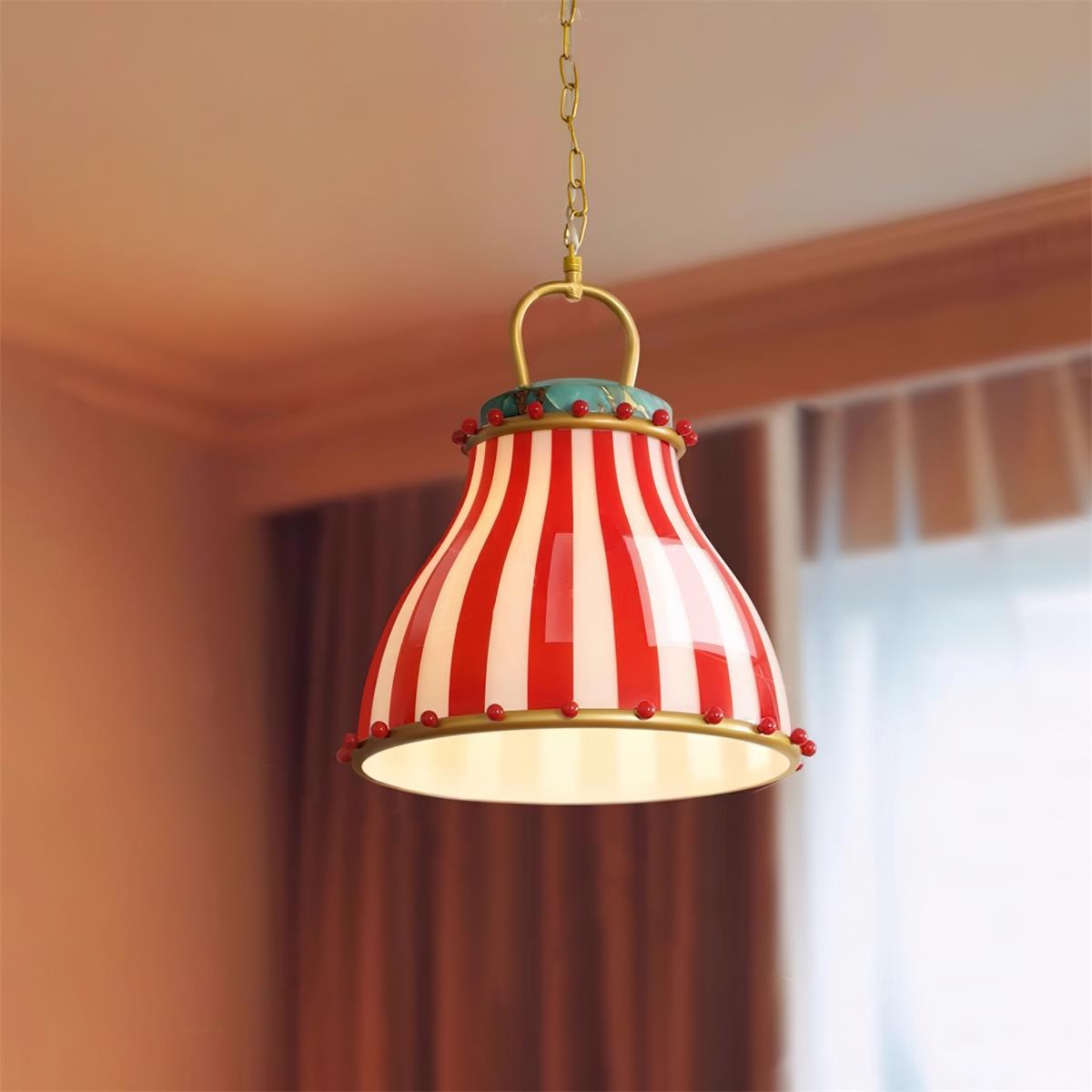 Red and white stripes Glass Pendant Lamp-Neutral Decor
