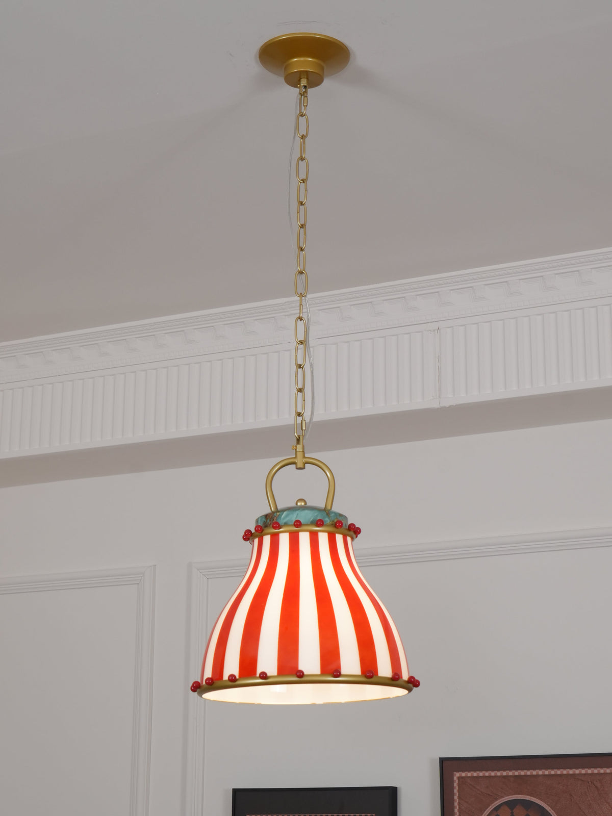 Red and white stripes Glass Pendant Lamp-Neutral Decor