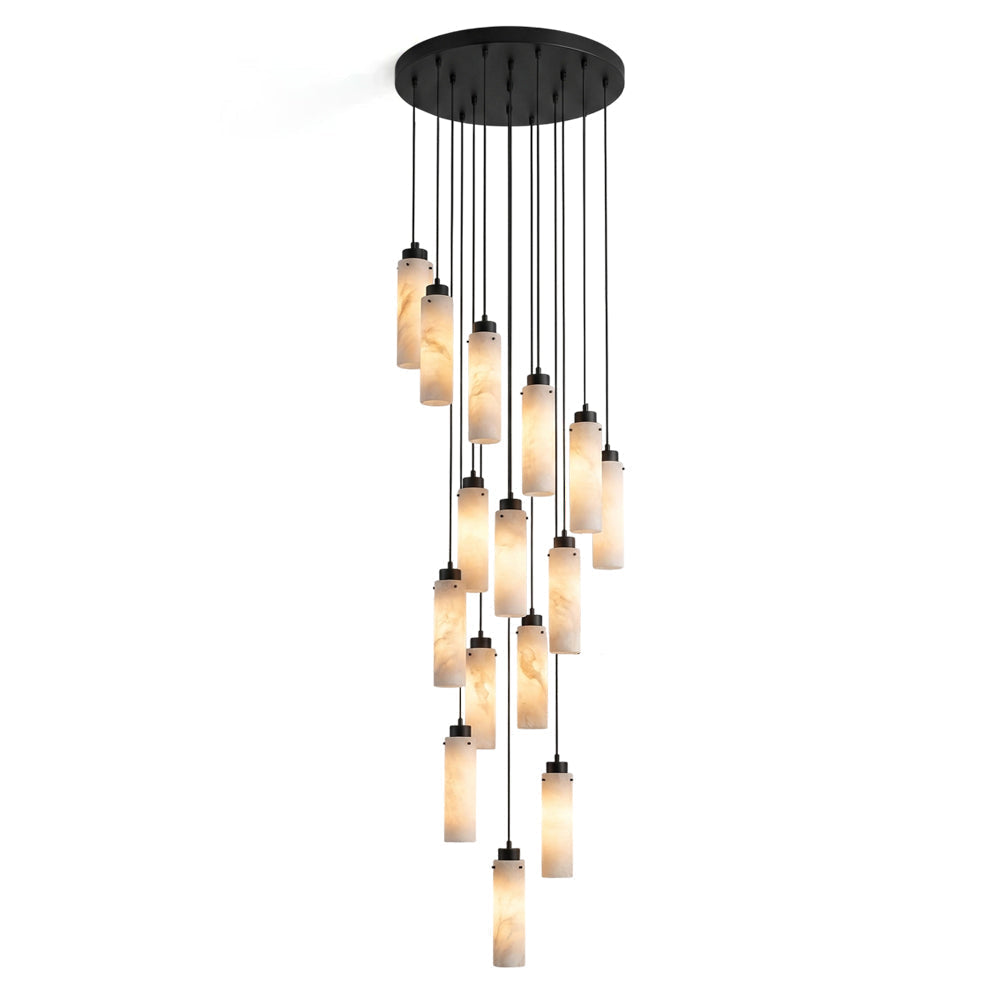 Cirio Alabaster Combination Chandelier with cascading pendants.