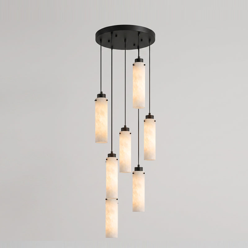 A 9-head configuration of the Cirio Alabaster Chandelier.