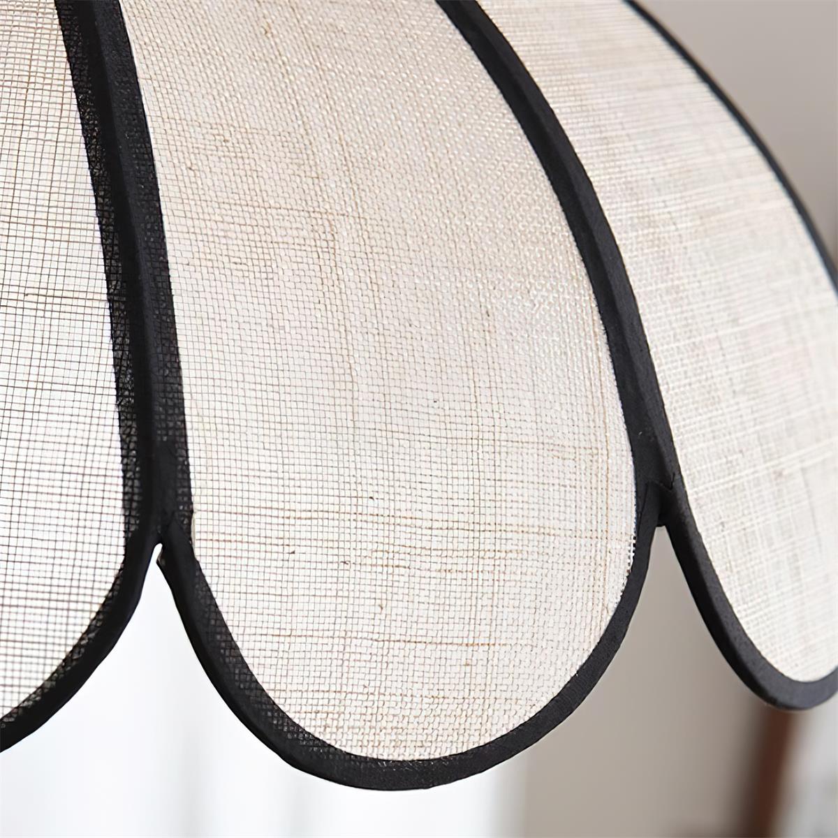 Pendant Lamp Scalloped Plant Fiber Shade Metal Frame Minimalist-Neutral Decor