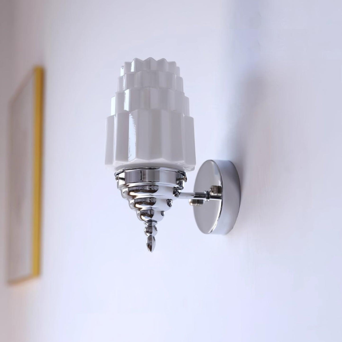 Wall Lamp Metal Body Glass Cylinder Shade Art Deco Bedroom-Neutral Decor