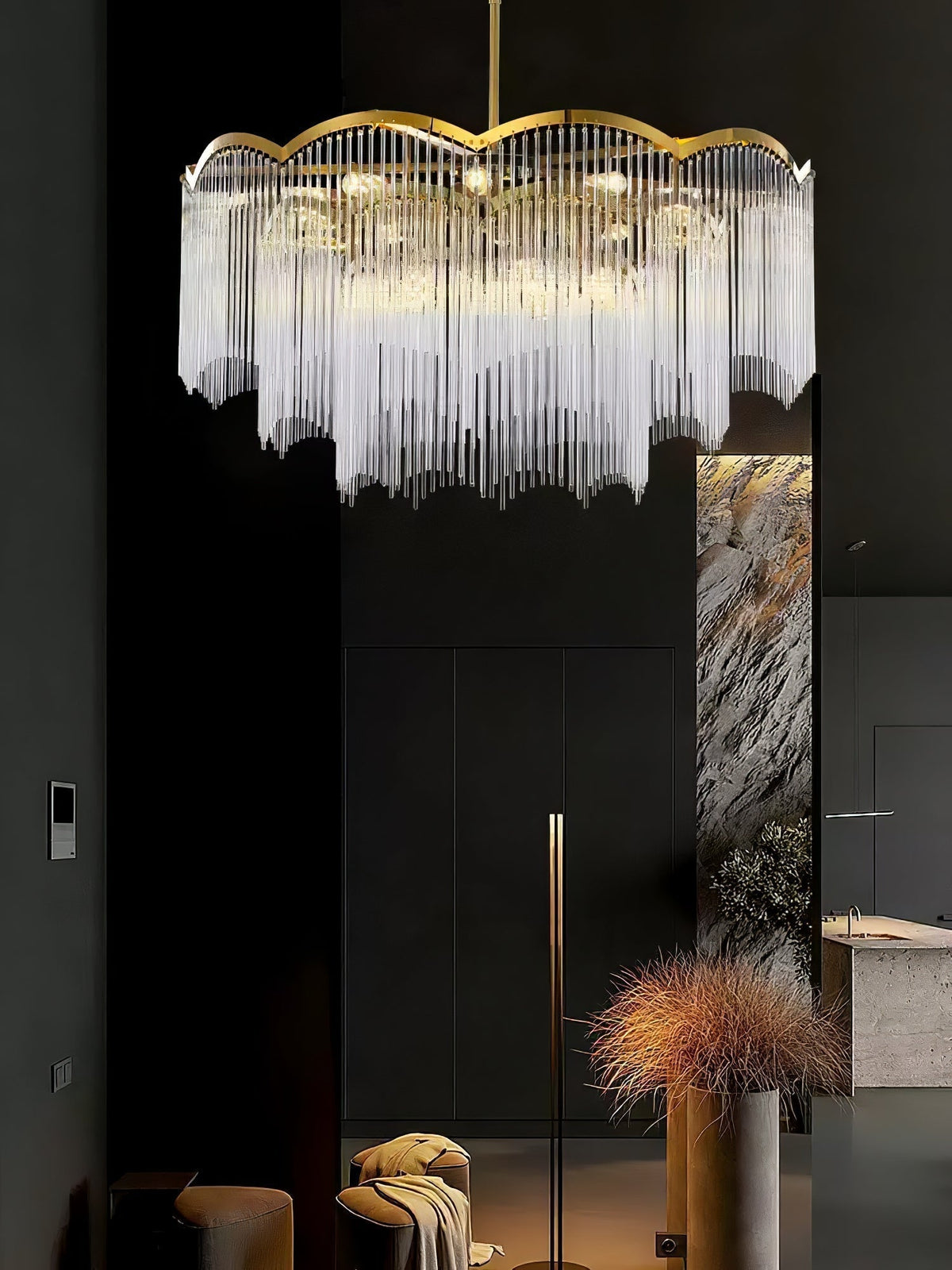 Alvaine Lustre Verre Tige Vague Forme